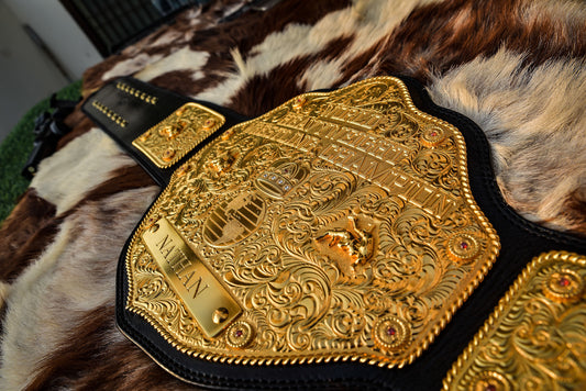 Premium Crumrine AFX Trophy Style Big Gold on Black Leather