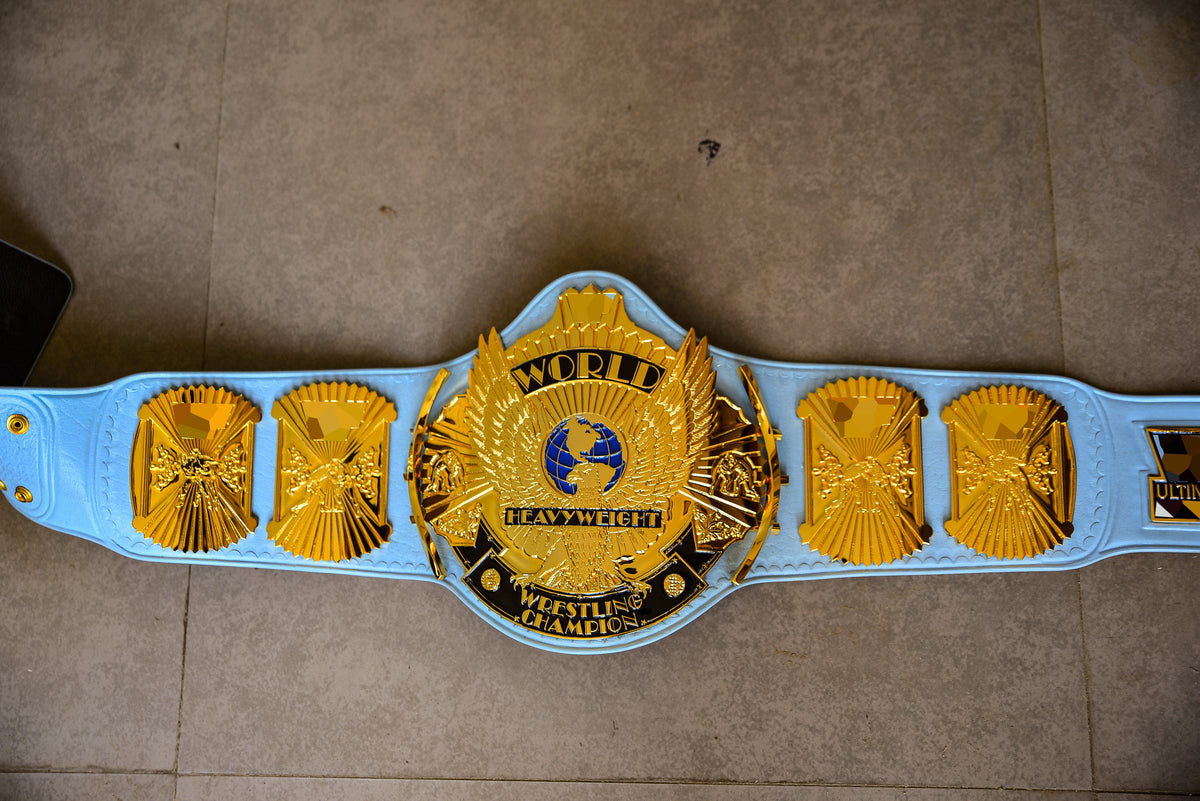 4.2mm Automated Etched All Gold Winged eagle with 08A1E Light Blue Leather (Ultimate Warrior)