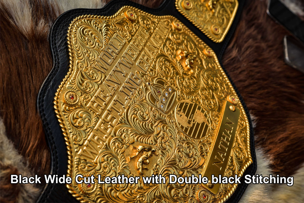 Premium Crumrine AFX Trophy Style Big Gold on Black Leather