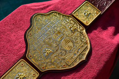 Ultimate Crumrine Big Gold on Floral Hand tooled brown leather