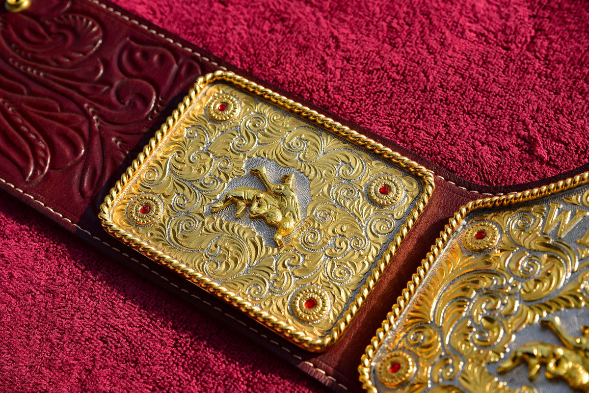 Ultimate Crumrine Big Gold on Floral Hand tooled brown leather