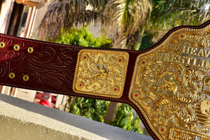 Ultimate Crumrine Big Gold on Floral Hand tooled brown leather