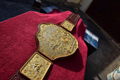 Ultimate Crumrine Big Gold on Floral Hand tooled brown leather