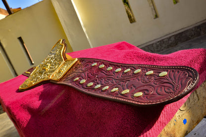 Ultimate Crumrine Big Gold on Floral Hand tooled brown leather
