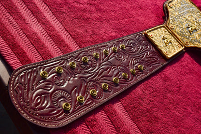 Ultimate Crumrine Big Gold on Floral Hand tooled brown leather