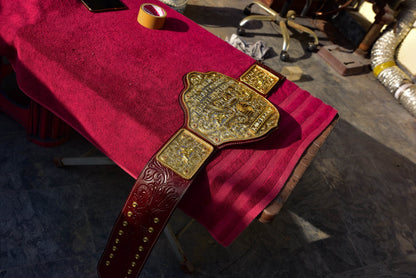 Ultimate Crumrine Big Gold on Floral Hand tooled brown leather