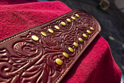 Ultimate Crumrine Big Gold on Floral Hand tooled brown leather