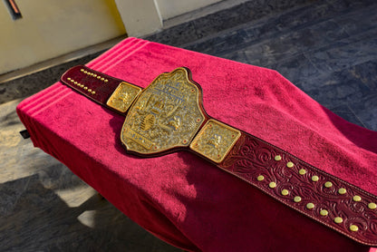 Ultimate Crumrine Big Gold on Floral Hand tooled brown leather