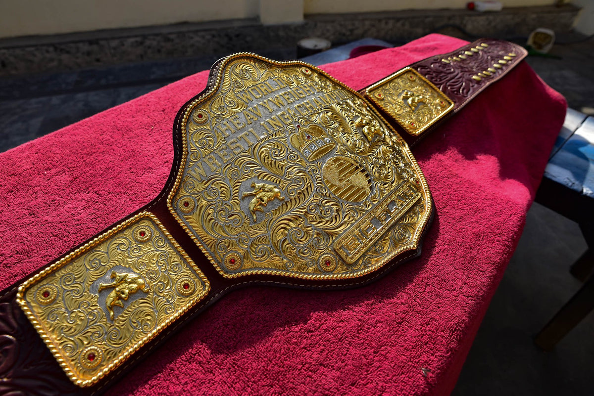 Ultimate Crumrine Big Gold on Floral Hand tooled brown leather