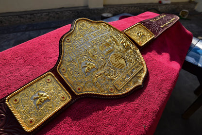 Ultimate Crumrine Big Gold on Floral Hand tooled brown leather