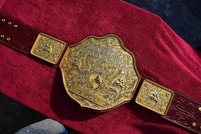 Ultimate Crumrine Big Gold on Floral Hand tooled brown leather
