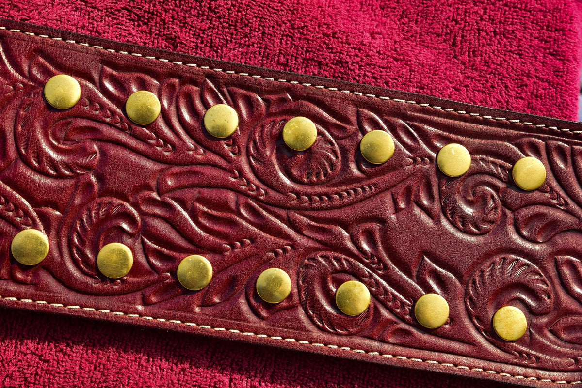 Ultimate Crumrine Big Gold on Floral Hand tooled brown leather