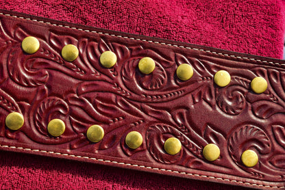 Ultimate Crumrine Big Gold on Floral Hand tooled brown leather