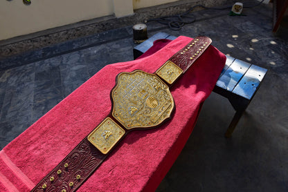 Ultimate Crumrine Big Gold on Floral Hand tooled brown leather