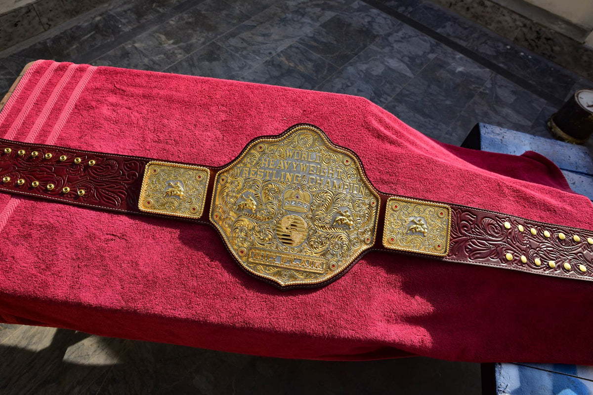 Ultimate Crumrine Big Gold on Floral Hand tooled brown leather