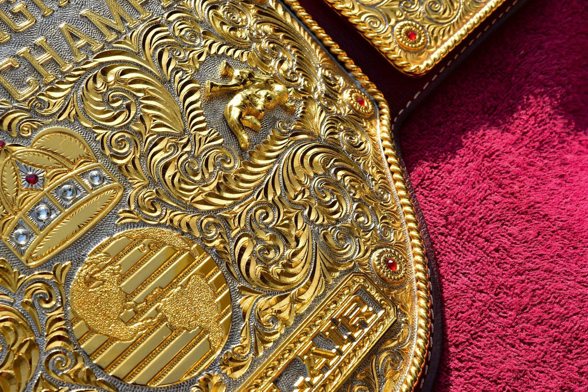 Ultimate Crumrine Big Gold on Floral Hand tooled brown leather
