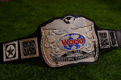Reggie Parks Tag Title Silver (Chrome Plated Version) Leather Option 2