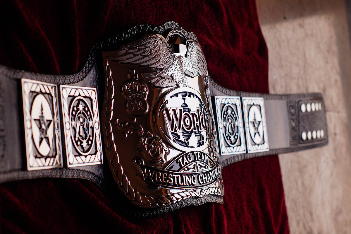 Reggie Parks Tag Title Silver (Chrome Plated Version) Leather Option 2