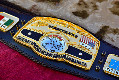 NWA Domed Globe Relief Championship Title Belt Satin/Matte Finished Version
