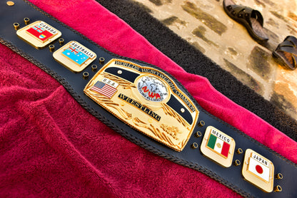 NWA Domed Globe Relief Championship Title Belt Satin/Matte Finished Version