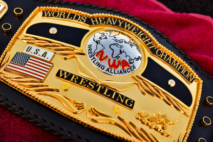 NWA Domed Globe Relief Championship Title Belt Satin/Matte Finished Version
