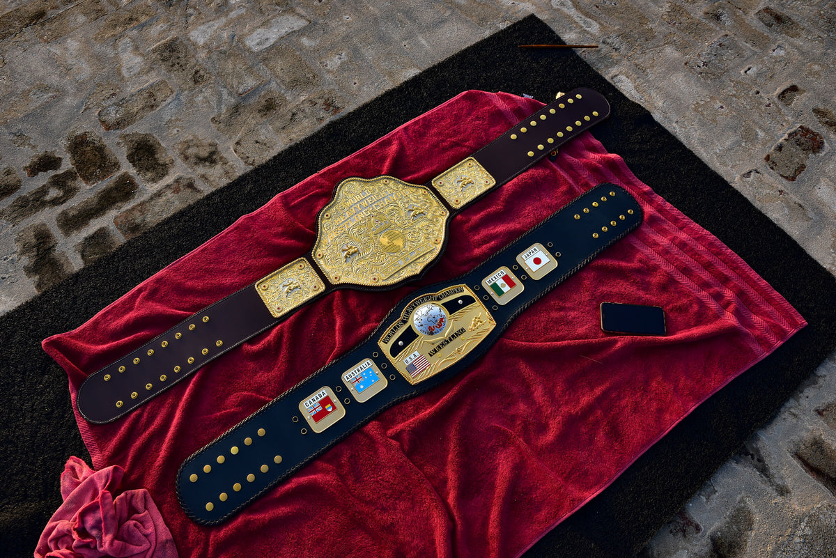 NWA Domed Globe Relief Championship Title Belt Satin/Matte Finished Version