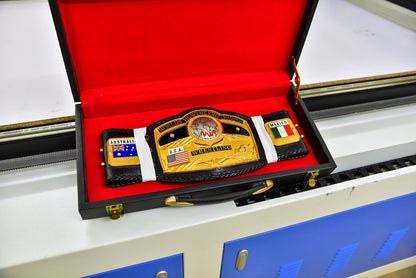 NWA Domed Globe Relief Championship Title Belt Satin/Matte Finished Version