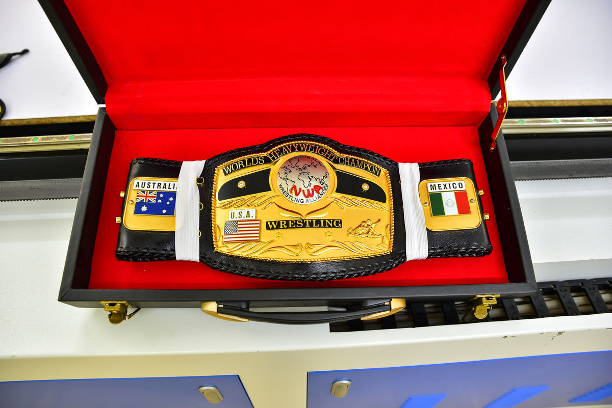NWA Domed Globe Relief Championship Title Belt Satin/Matte Finished Version