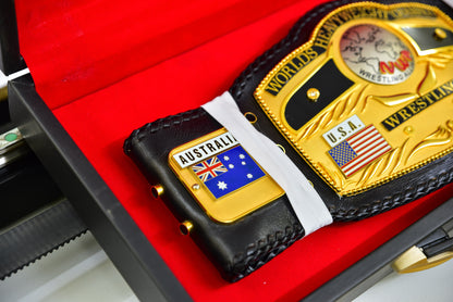 NWA Domed Globe Relief Championship Title Belt Satin/Matte Finished Version