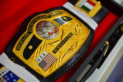 NWA Domed Globe Relief Championship Title Belt Satin/Matte Finished Version