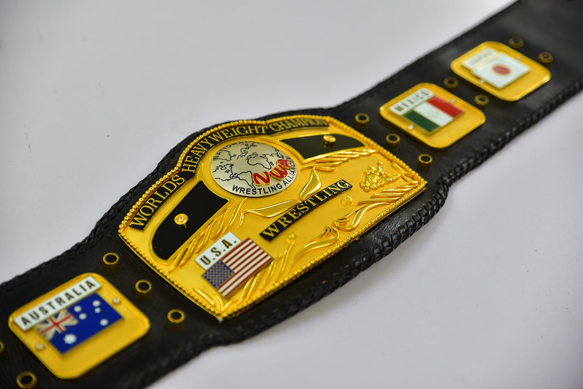 NWA Domed Globe Relief Championship Title Belt Satin/Matte Finished Version