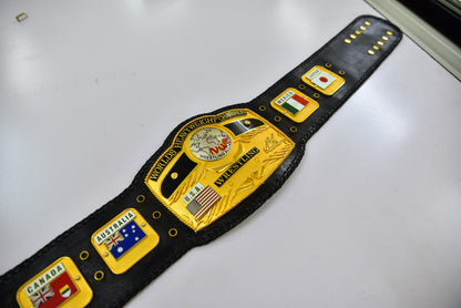 NWA Domed Globe Relief Championship Title Belt Satin/Matte Finished Version