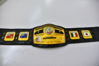 NWA Domed Globe Relief Championship Title Belt Satin/Matte Finished Version