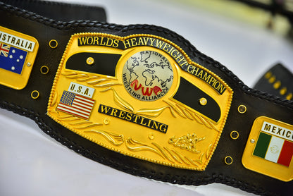 NWA Domed Globe Relief Championship Title Belt Satin/Matte Finished Version