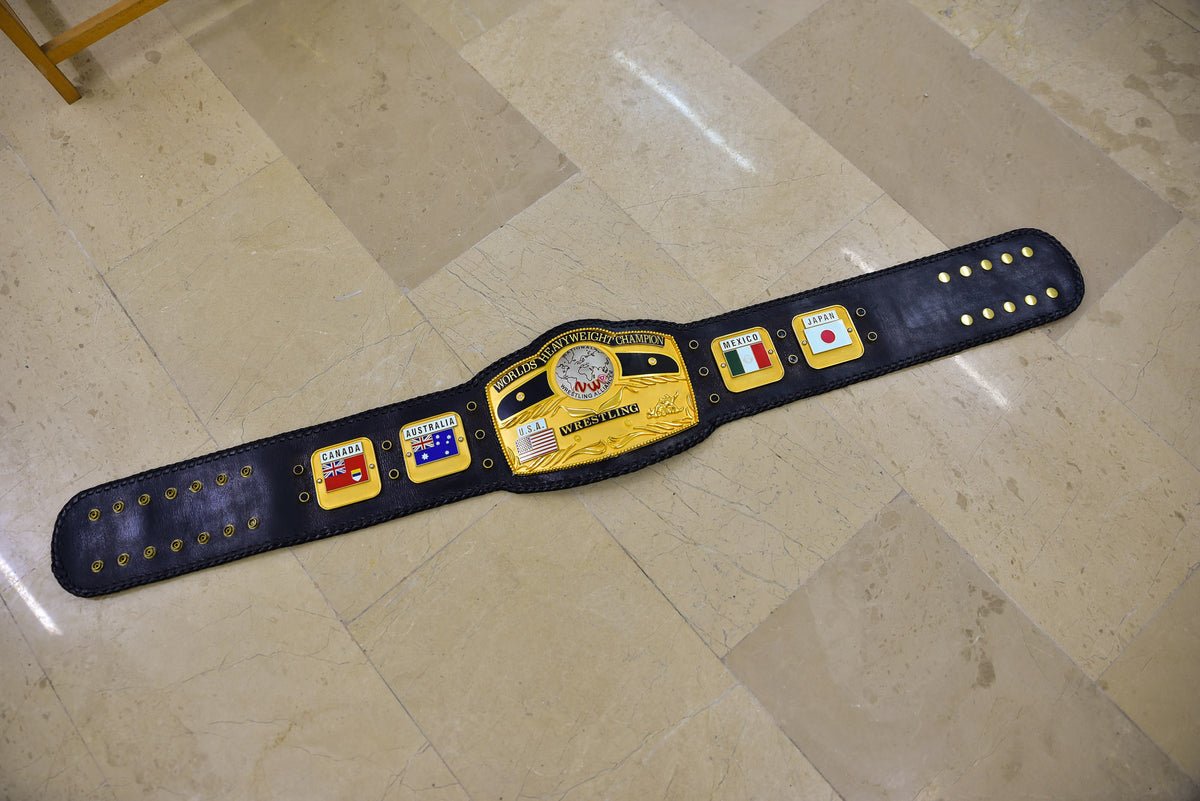 NWA Domed Globe Relief Championship Title Belt Satin/Matte Finished Version