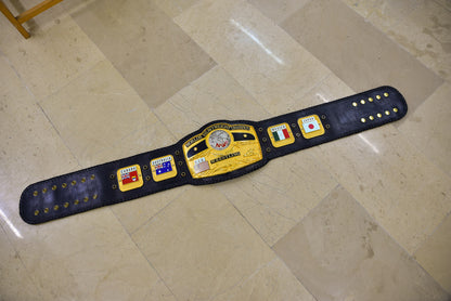 NWA Domed Globe Relief Championship Title Belt Satin/Matte Finished Version