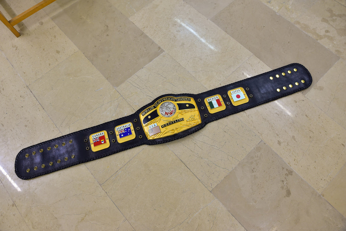 NWA Domed Globe Relief Championship Title Belt Satin/Matte Finished Version