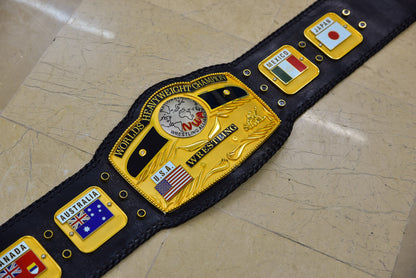 NWA Domed Globe Relief Championship Title Belt Satin/Matte Finished Version