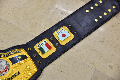 NWA Domed Globe Relief Championship Title Belt Satin/Matte Finished Version