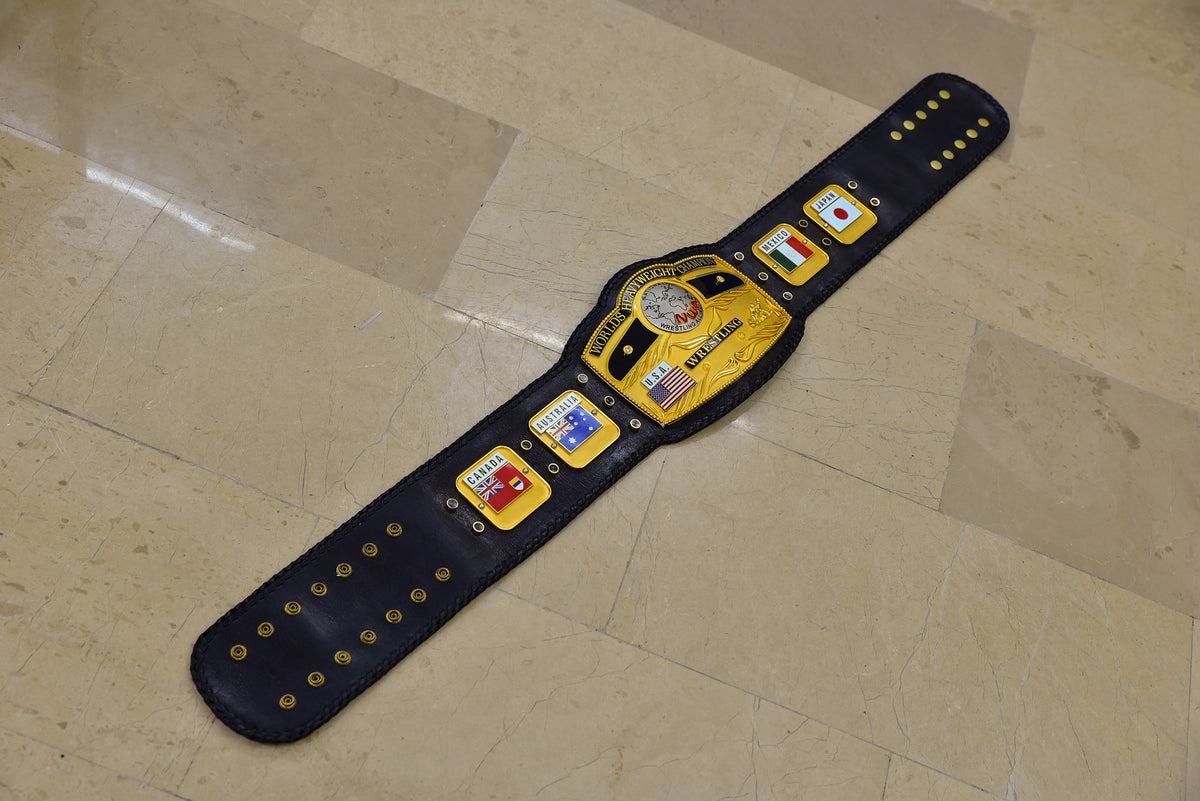 NWA Domed Globe Relief Championship Title Belt Satin/Matte Finished Version
