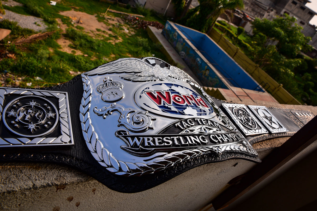 Reggie Parks Tag Title Silver (Chrome Plated Version) Leather Option 2
