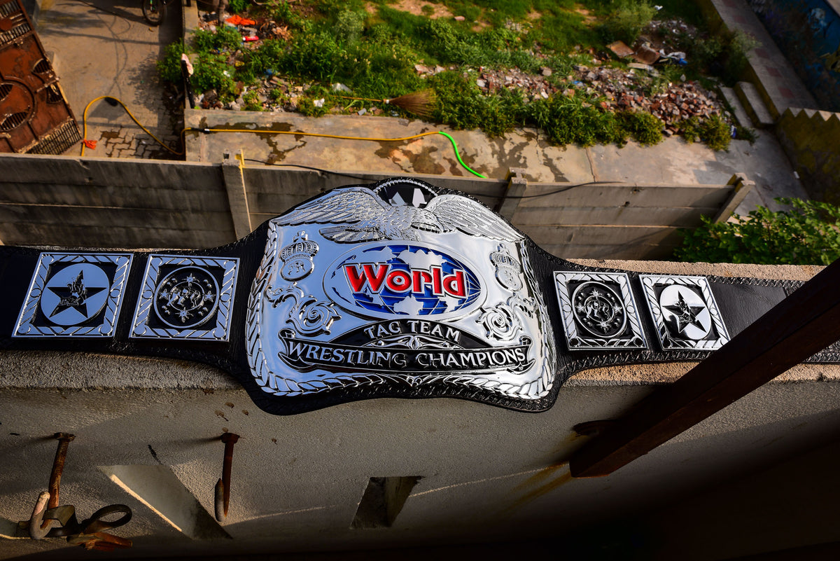 Reggie Parks Tag Title Silver (Chrome Plated Version) Leather Option 2