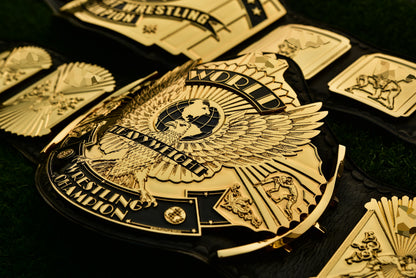 4.2mm Automated Etched All Gold Winged eagle with 08A1D Leather and Crock pattern Backing