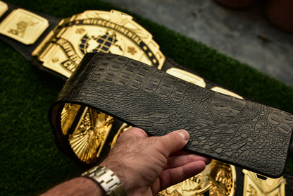 4.2mm Automated Etched All Gold Winged eagle with 08A1D Leather and Crock pattern Backing