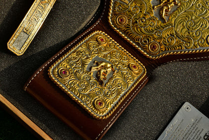 Premium Crumrine Big Gold on Brown Leather Gallery 1