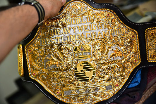 Ultimate Big Gold Dual Plated with Black Leather Wide Cut and White Stitching