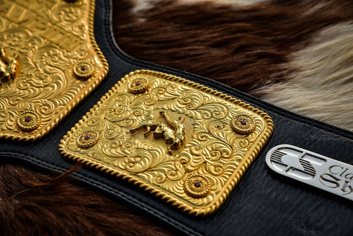 Premium Crumrine AFX Trophy Style Big Gold on Black Leather
