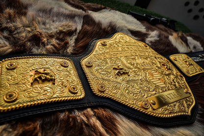 Premium Crumrine AFX Trophy Style Big Gold on Black Leather