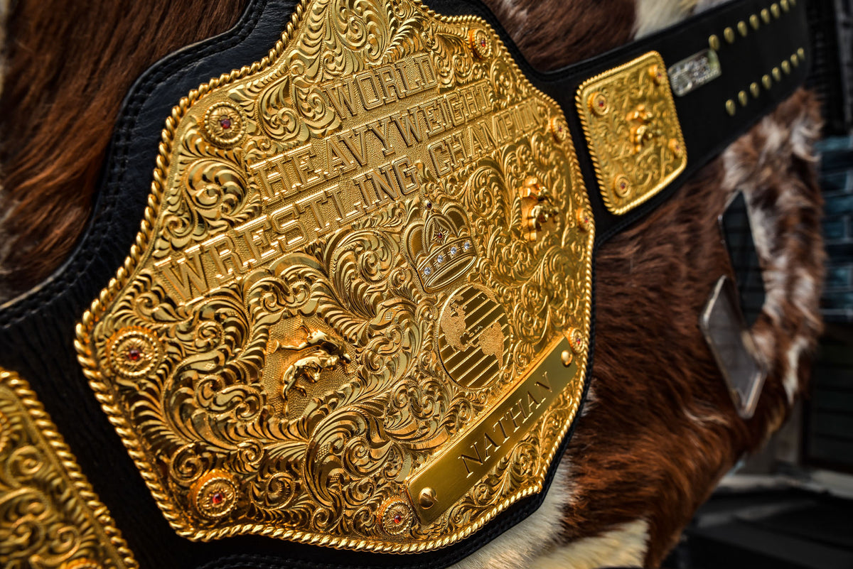 Premium Crumrine AFX Trophy Style Big Gold on Black Leather