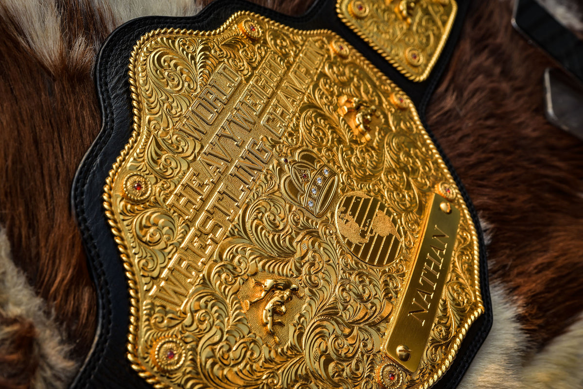 Premium Crumrine AFX Trophy Style Big Gold on Black Leather